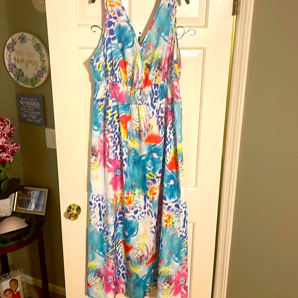 Sleeveless, colorful maxi dress from Emery Rose 2xl